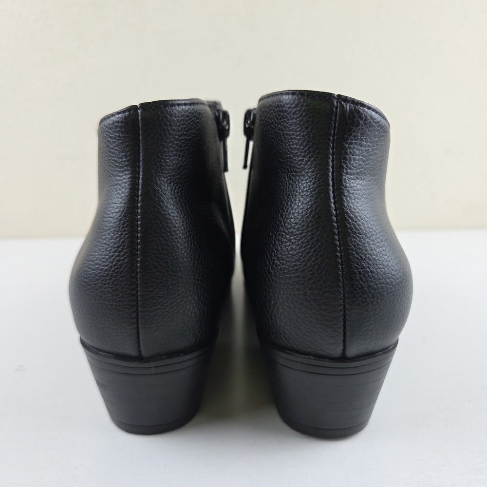 Aerosoles Cayu Black Faux Leather Slip On Ankle Booties Side Zip Womens Size 7.5 - Picture 8 of 13